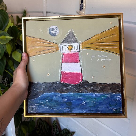Lighthouse + Moon Wall Hanging Art - Picture 2 of 5